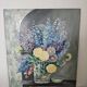 Oil on panel painting - still life flowers lilacs dahlias signed d alrer