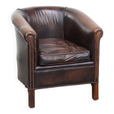 Cowhide Leather Club Armchair in English Style
