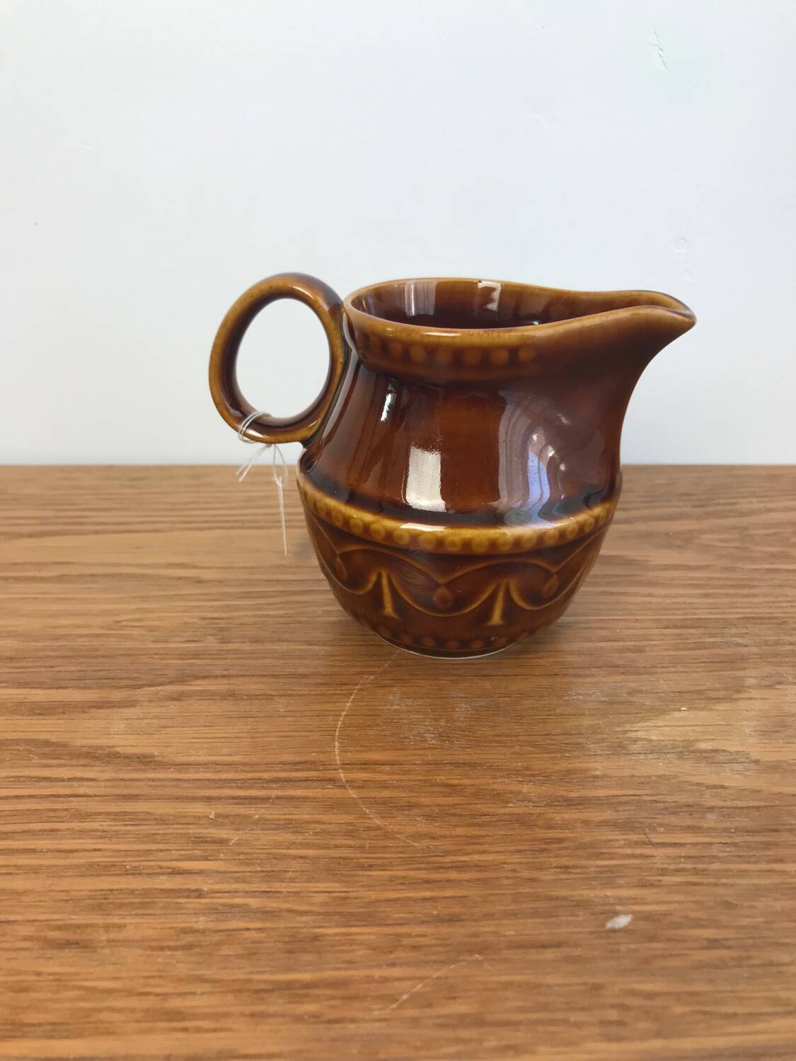 Vintage glazed ceramic milk jug from Pruzkow