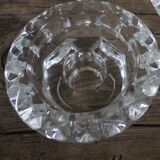 Set of 2 vintage glass candle holders with flower carving