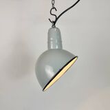 Industrial Grey Enamel Factory Pendant Lamp, 1960s