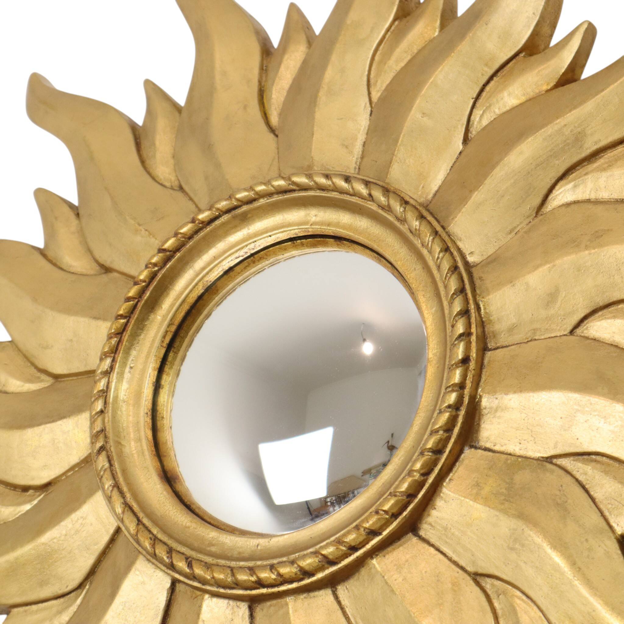 Vintage Gold Sunburst Convex Mirror 54cm