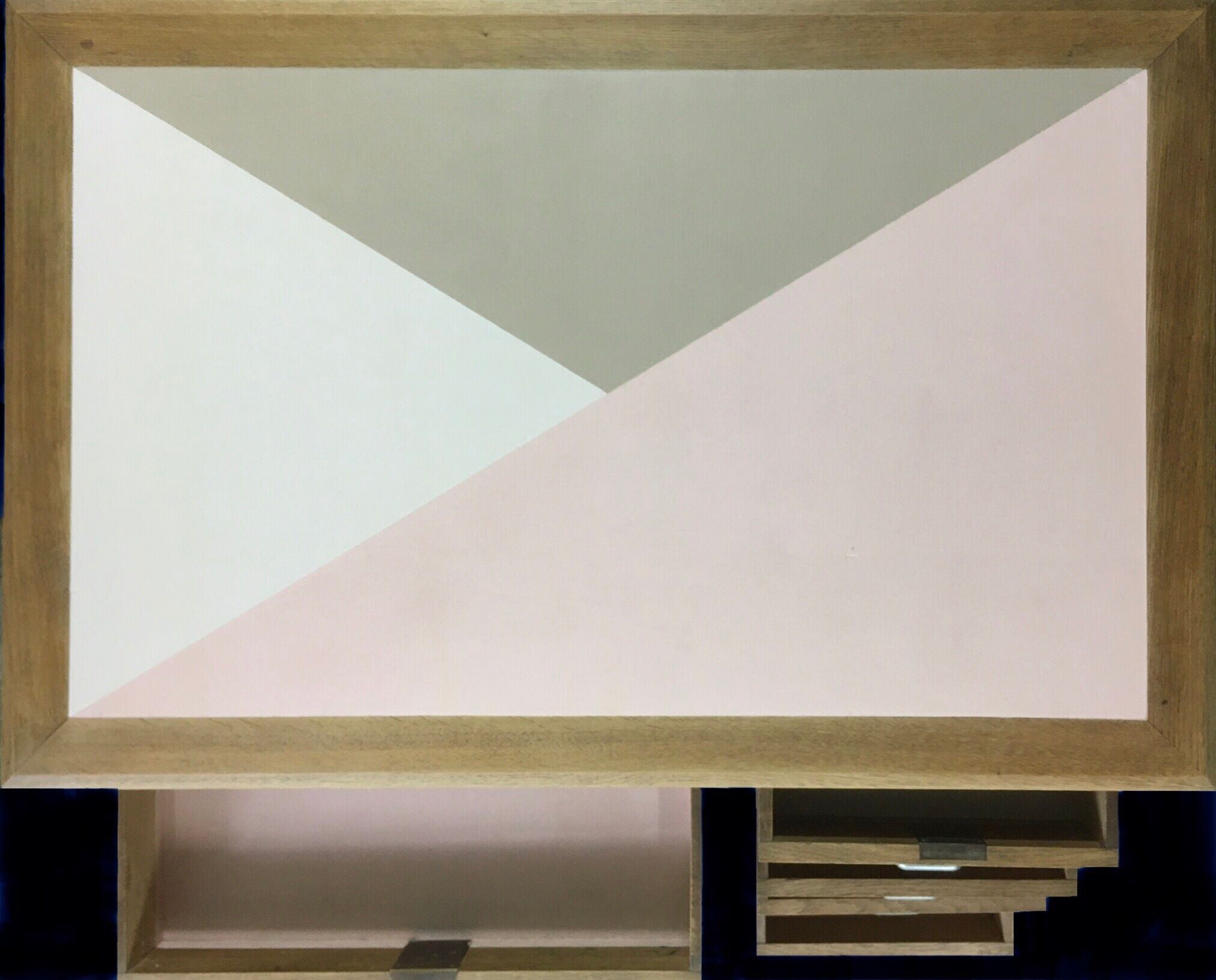 Renovated vintage administrative office with contemporary graphics