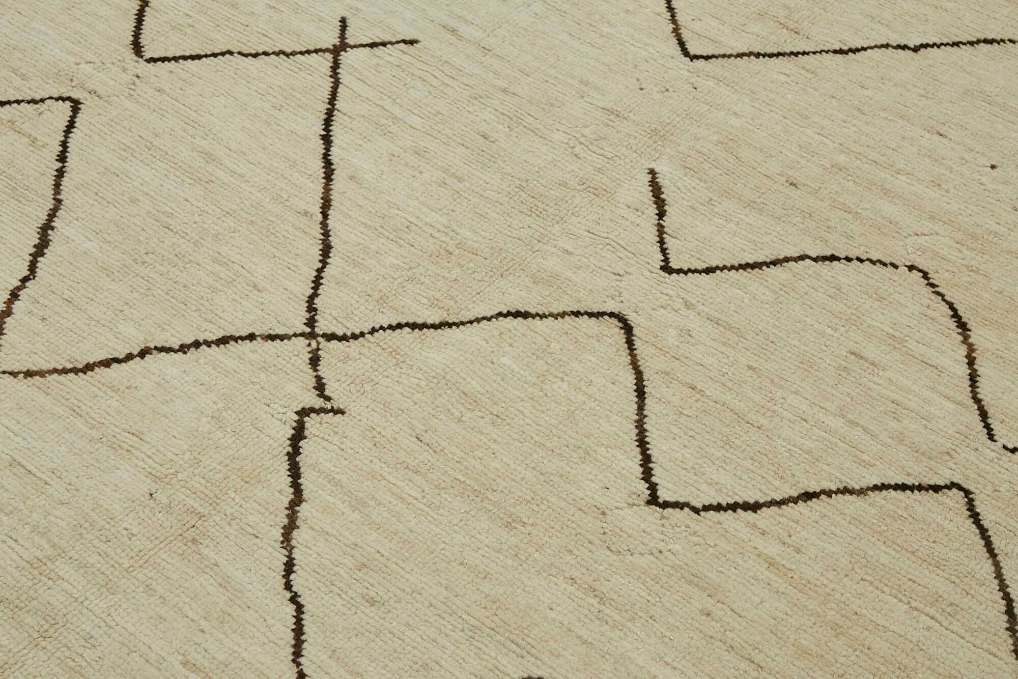 Handwoven Tribal One of a Kind 208 cm x 294 cm Beige Wool Carpet