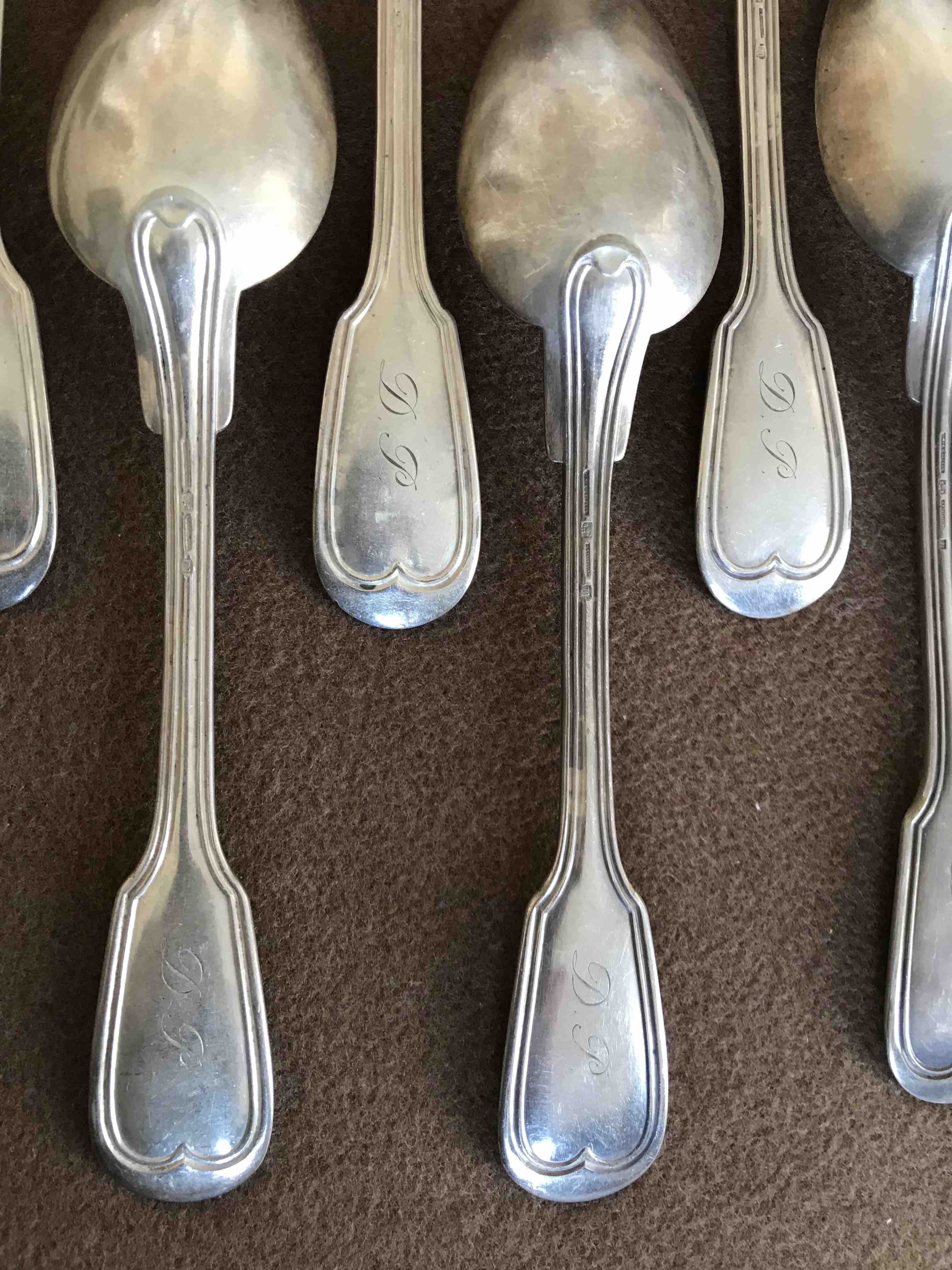 Lot 12 tablespoons in silver metal Cailar & Bayard goldsmith