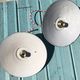 Pair of vintage hanging in green emailled tole 24 cm E14 sleeve