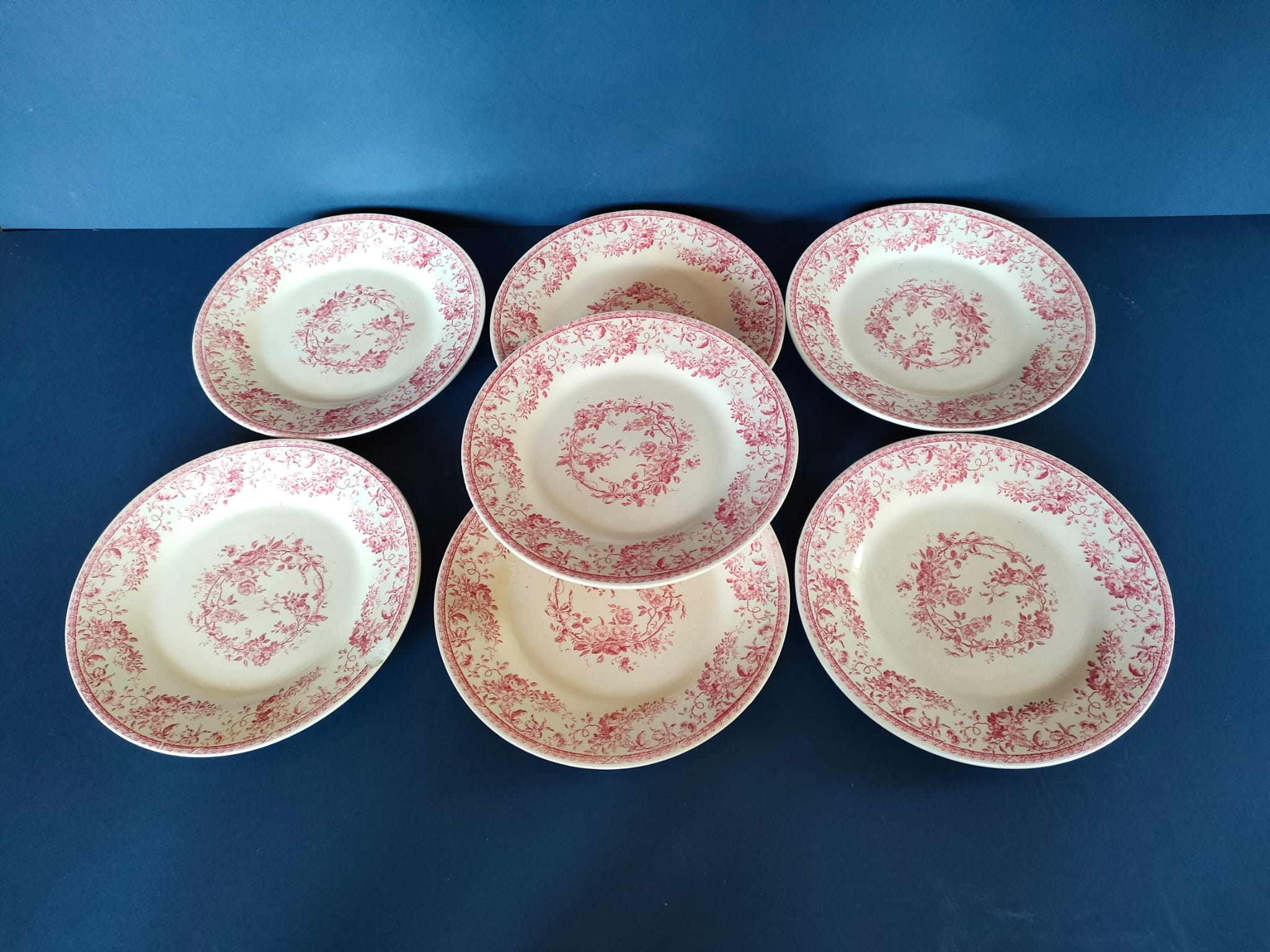7 dessert plates from the gien earthenware factory