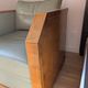 Vintage armchair Hugues Chevalier Paris — Almond green leather & Wood