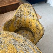 Garden furniture in concrete imitation faux wood