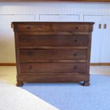 Rare pretty old chest of drawers with 4 drawers - Louis Philippe style in Walnut