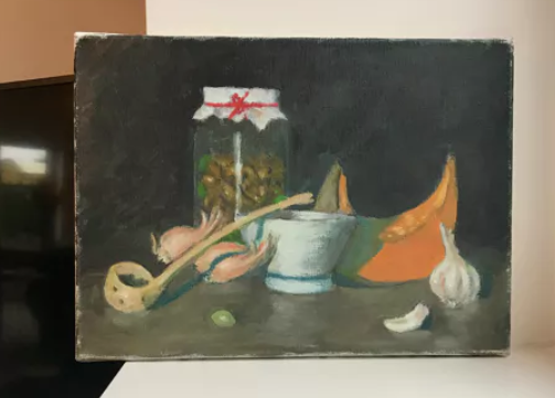 Oil painting on canvas old still life