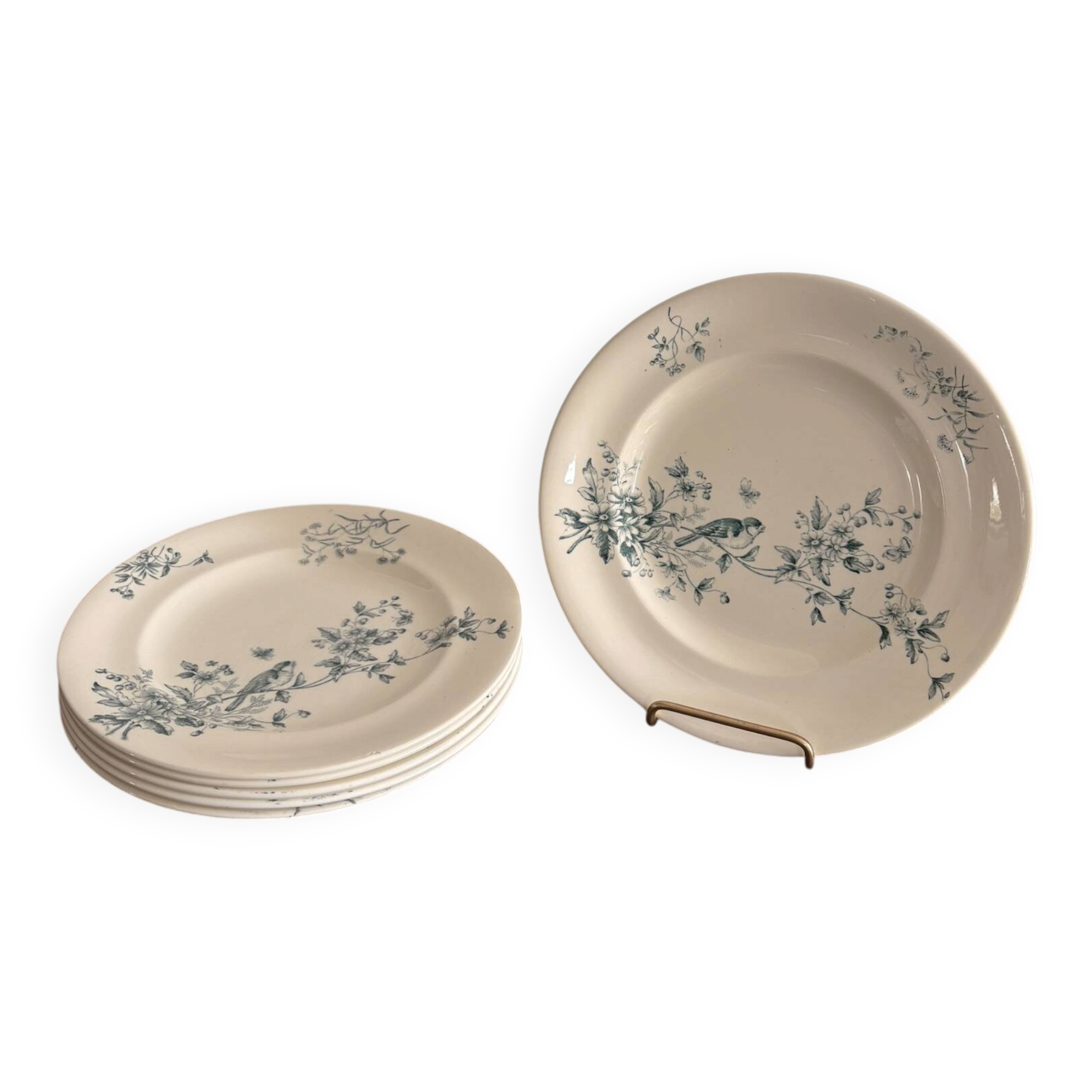Lot 6 Plate Plates Faience Longwy Model Mignon