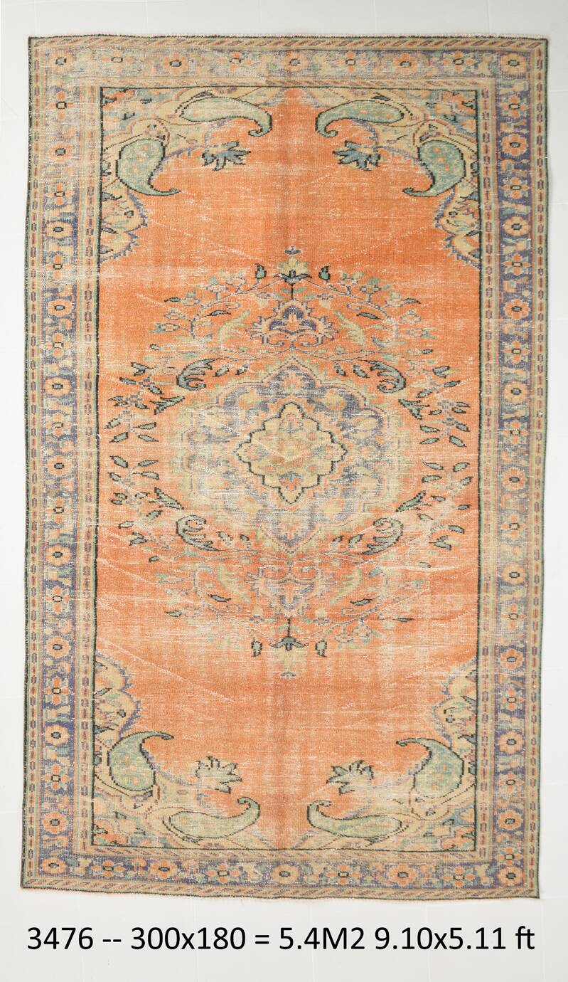 6x10 Paste Orange Classic Vintage Rug, 180x300Cm SK 3476