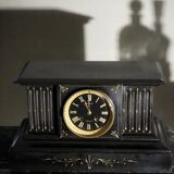 Old 19th century mabre fireplace clock with statue