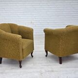 1950s, Danish relax armchair, light green furniture wool, oak wood.
