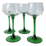 4 Verres à pied à vin alsacien vert