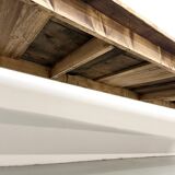 Large XXL farmhouse table in solid pine with 1950s tapered legs.