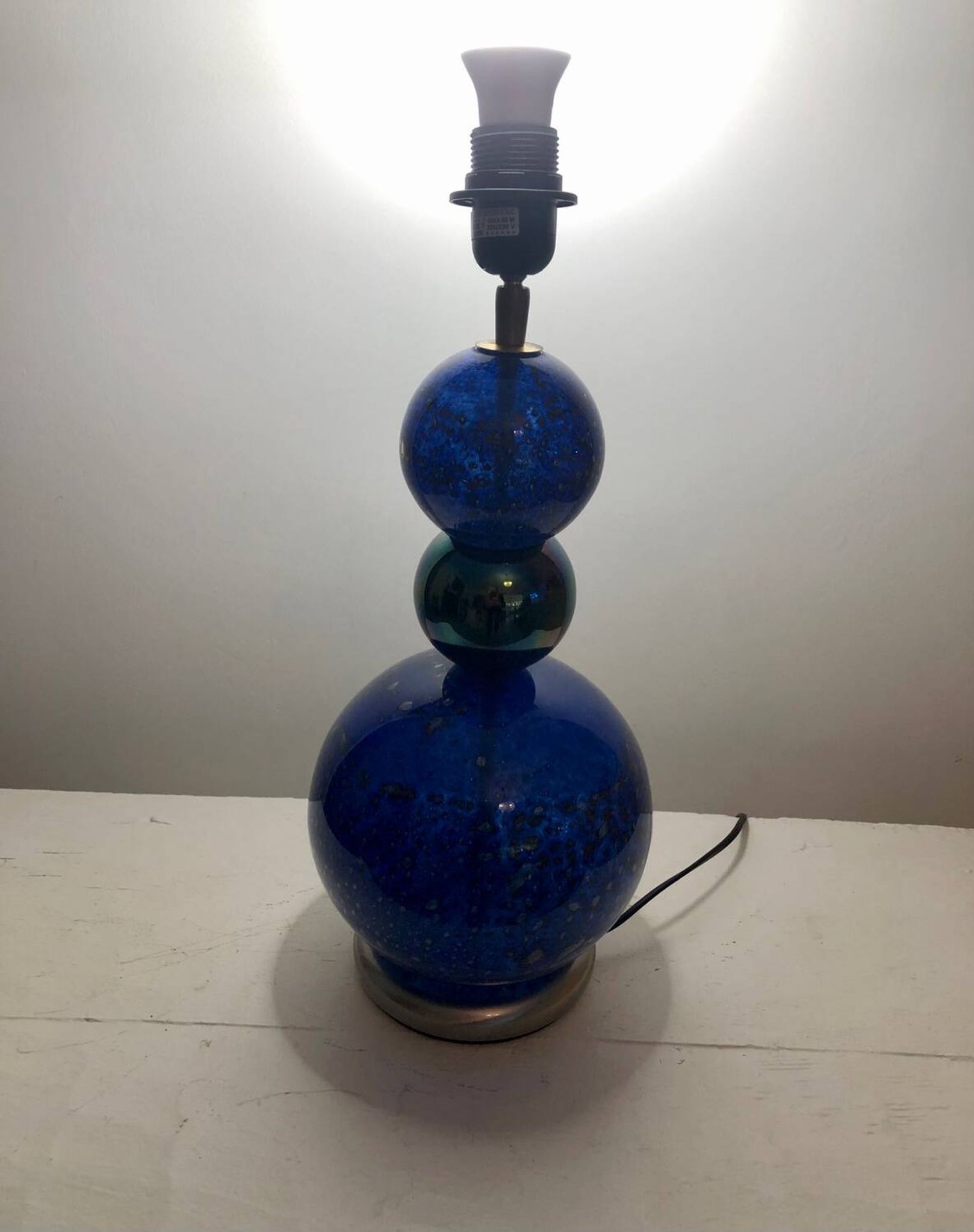 Vintage blue and gold blown glass lamp from the 80s/90s