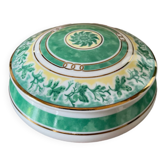 Green floral Christofle jewelry box.