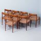 Danish extendable teak dining set with 8 Møller Model 75 chairs, 1960s