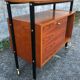 1960 wheeled furniture wood and black metal