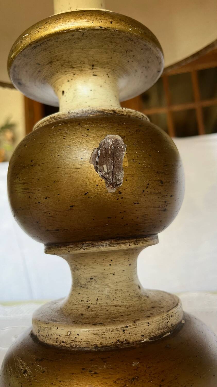 Vintage painted wooden table lamp