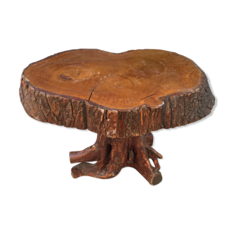 Table basse tronc d’arbre art populaire