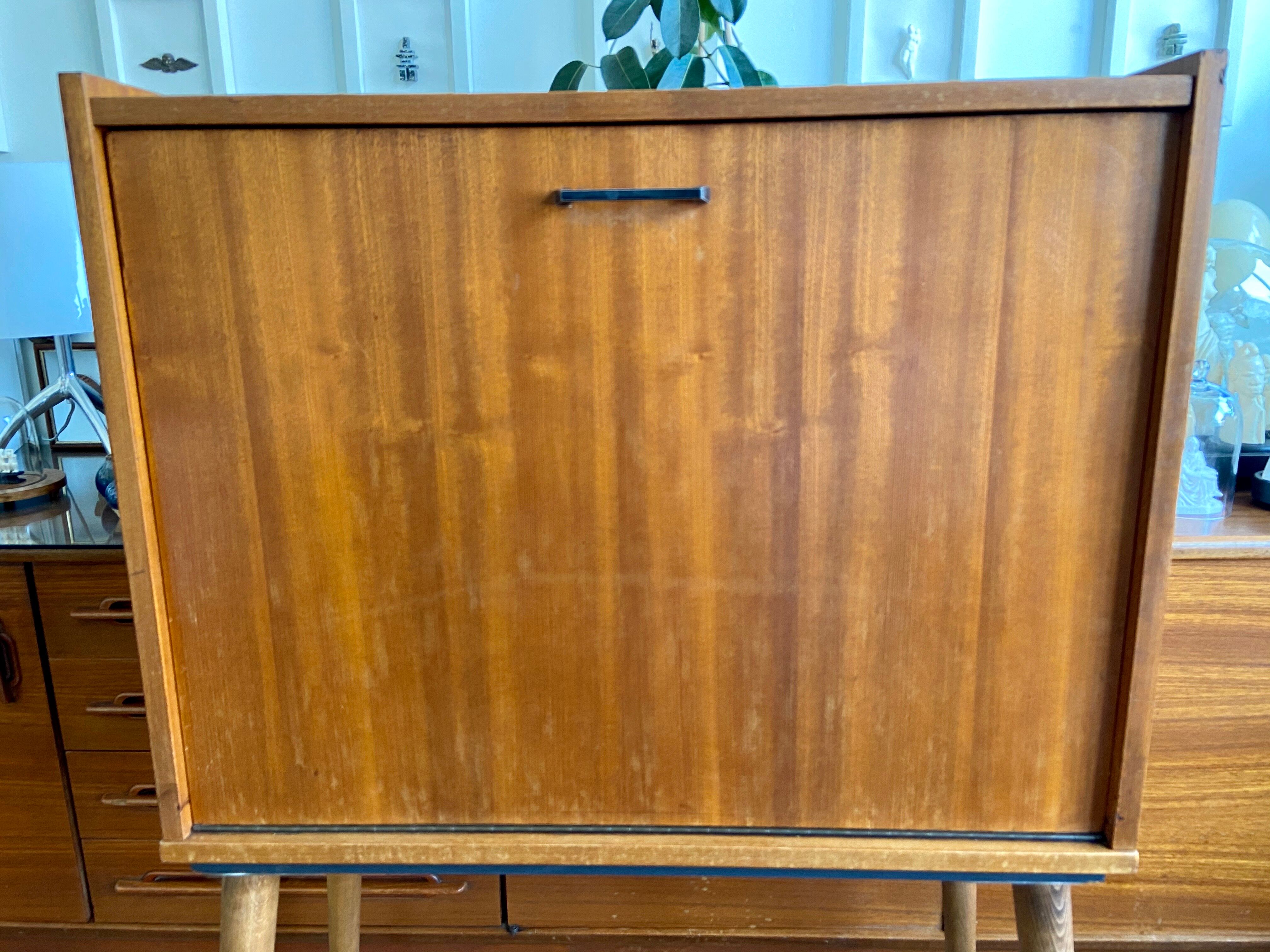 Scandinavian writing basket in wood 1960