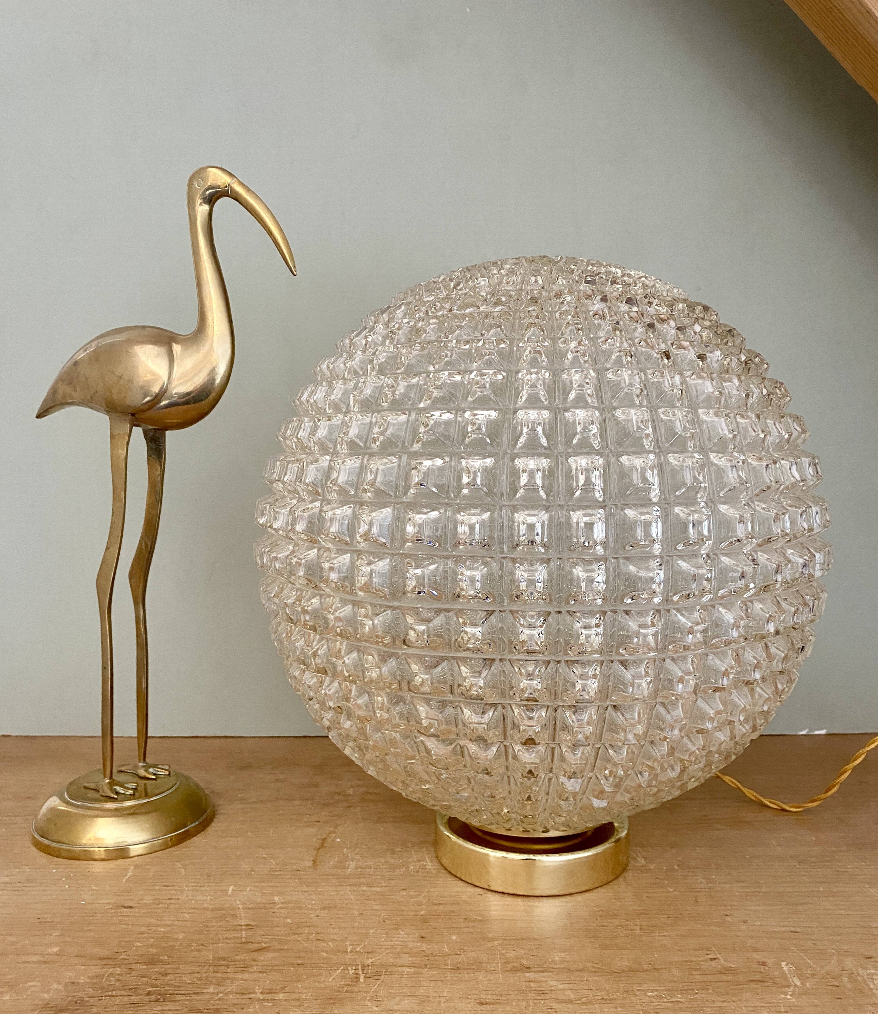Lampe à poser globe vintage XXL en verre pointe de diamant
