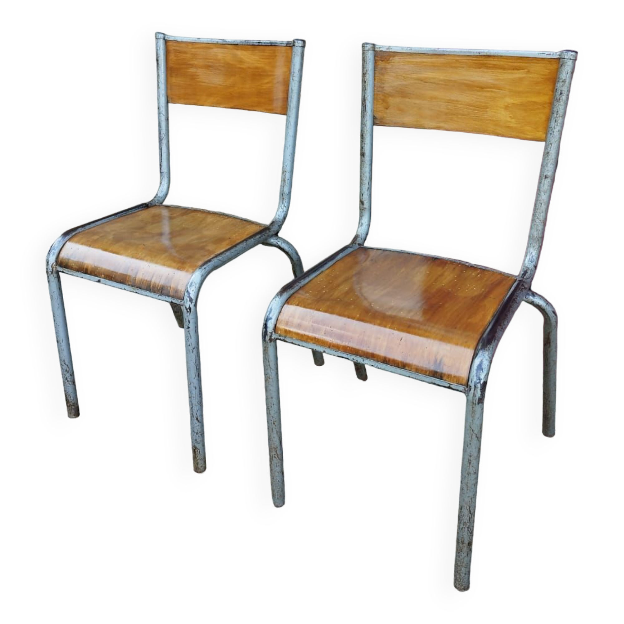 Paire de de chaises d'école années 60 style Mullca