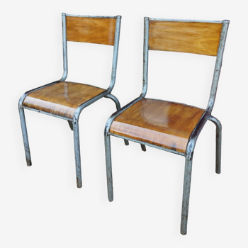 Paire de de chaises d'école années 60 style Mullca