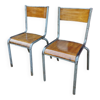 Pair of 60s Mullca style school chairs