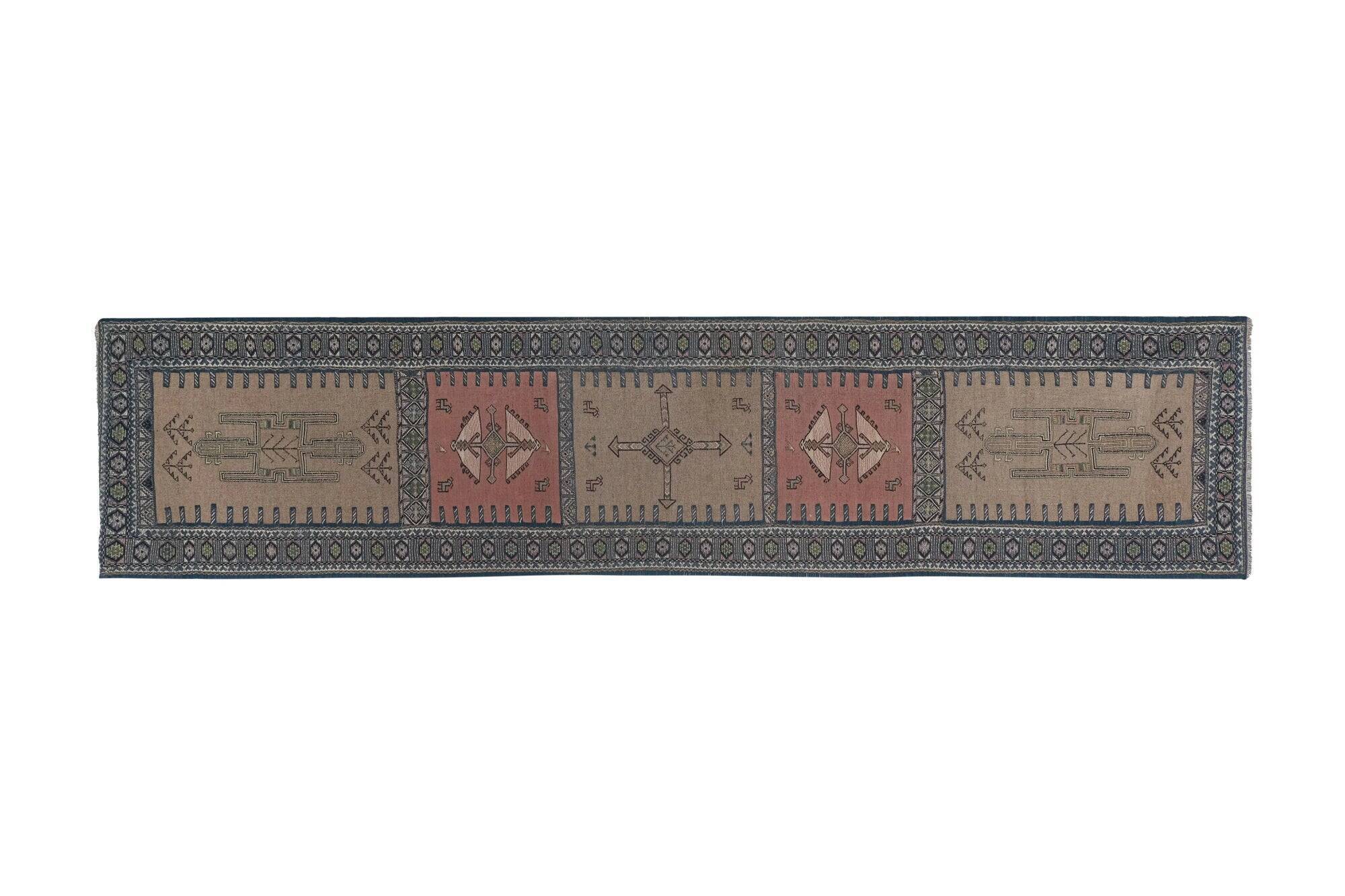 Vintage Turkish hallway rug 95x405 cm