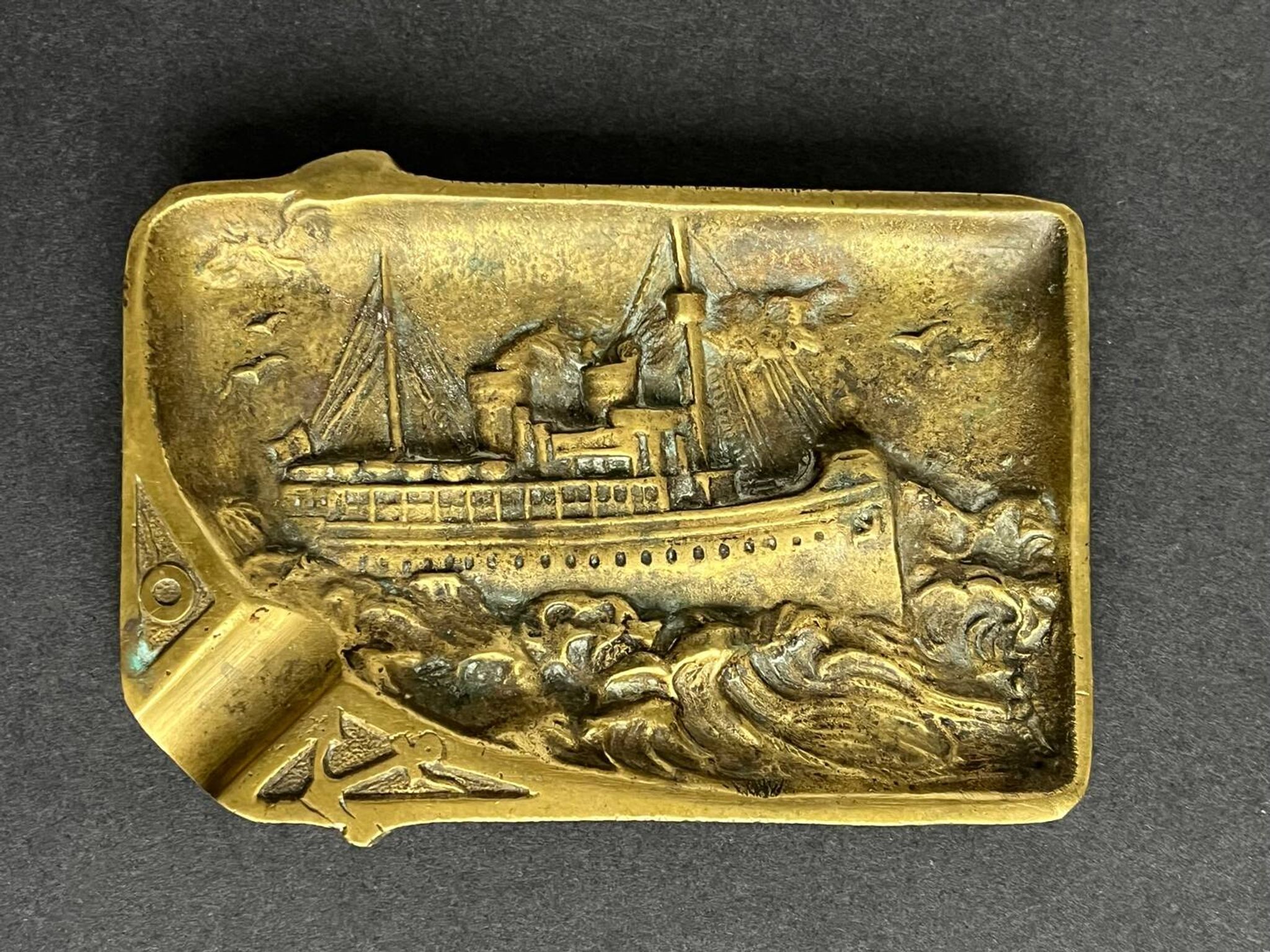 Antique bronze ashtray