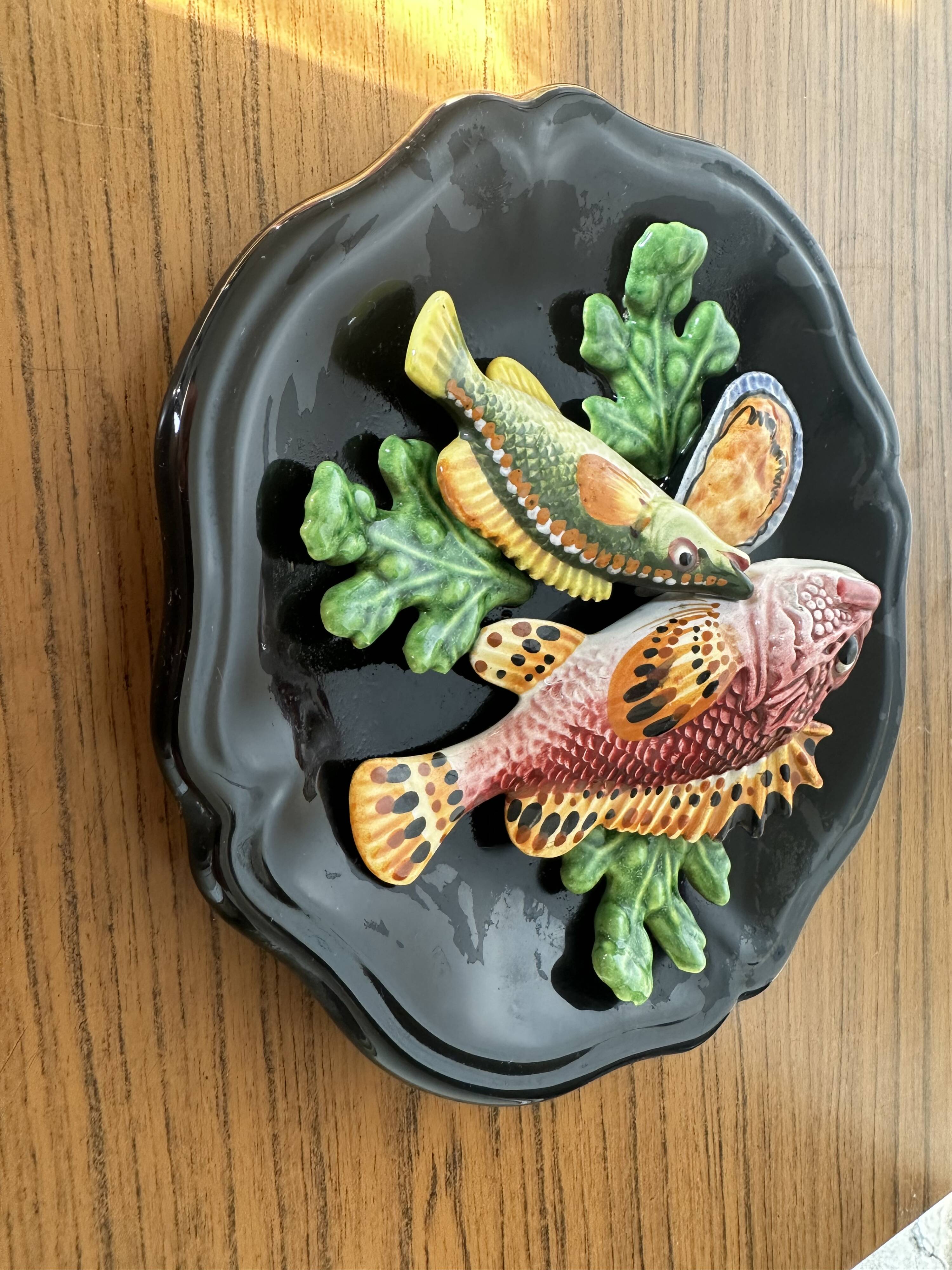 Palissy Vallauris majolica wall plate circa 1950