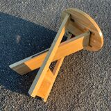 Vintage varnished wooden folding stool