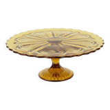 Vintage orange amber cake dish present dish pressed glass 27cm