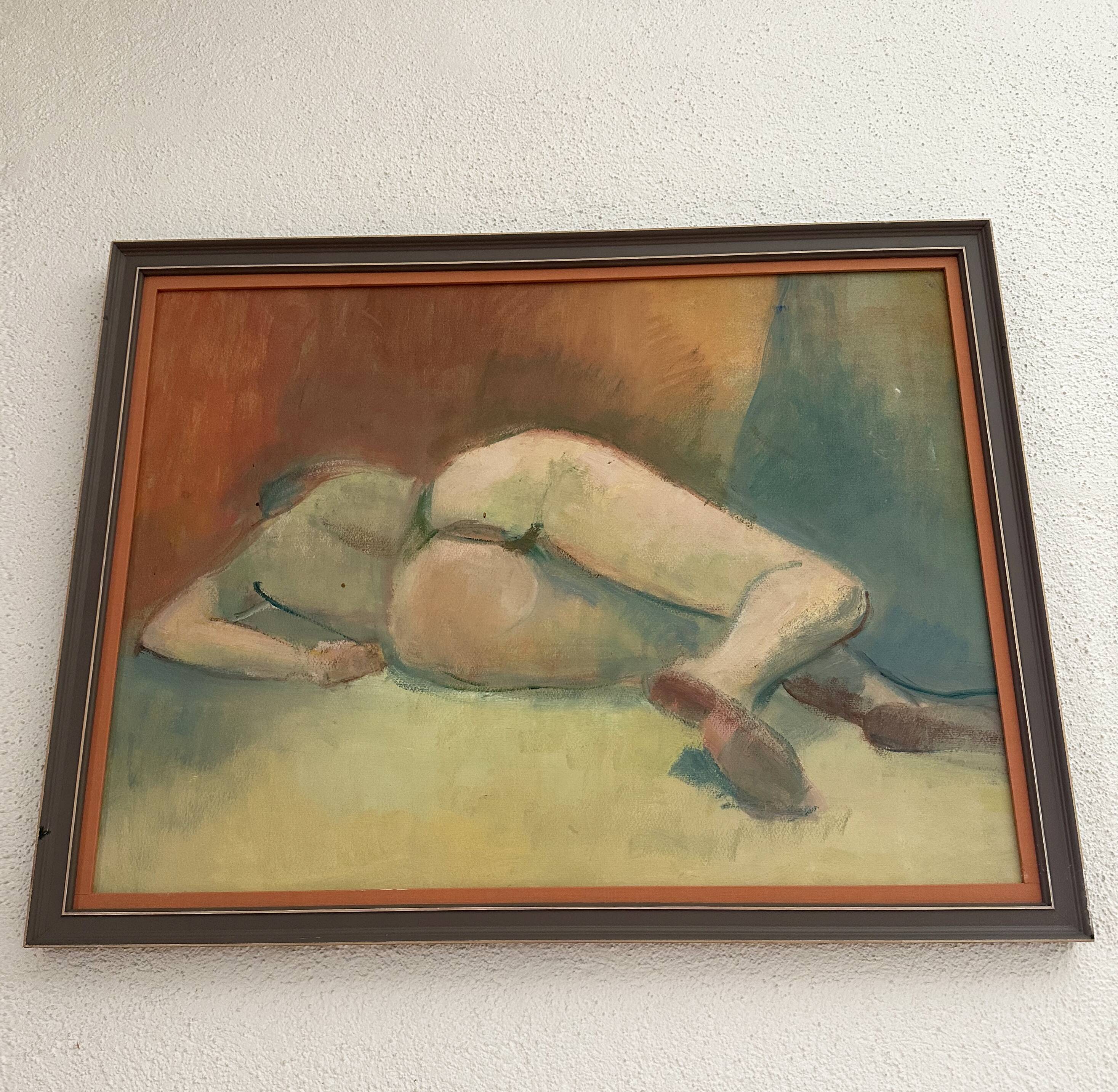 Figurative painting signed Marais, France, 1970s