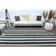 1970s Vintage Turkish Oushak Handmade  White Black Runner Rug  182x296