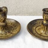 Pair of stoneware candlesticks