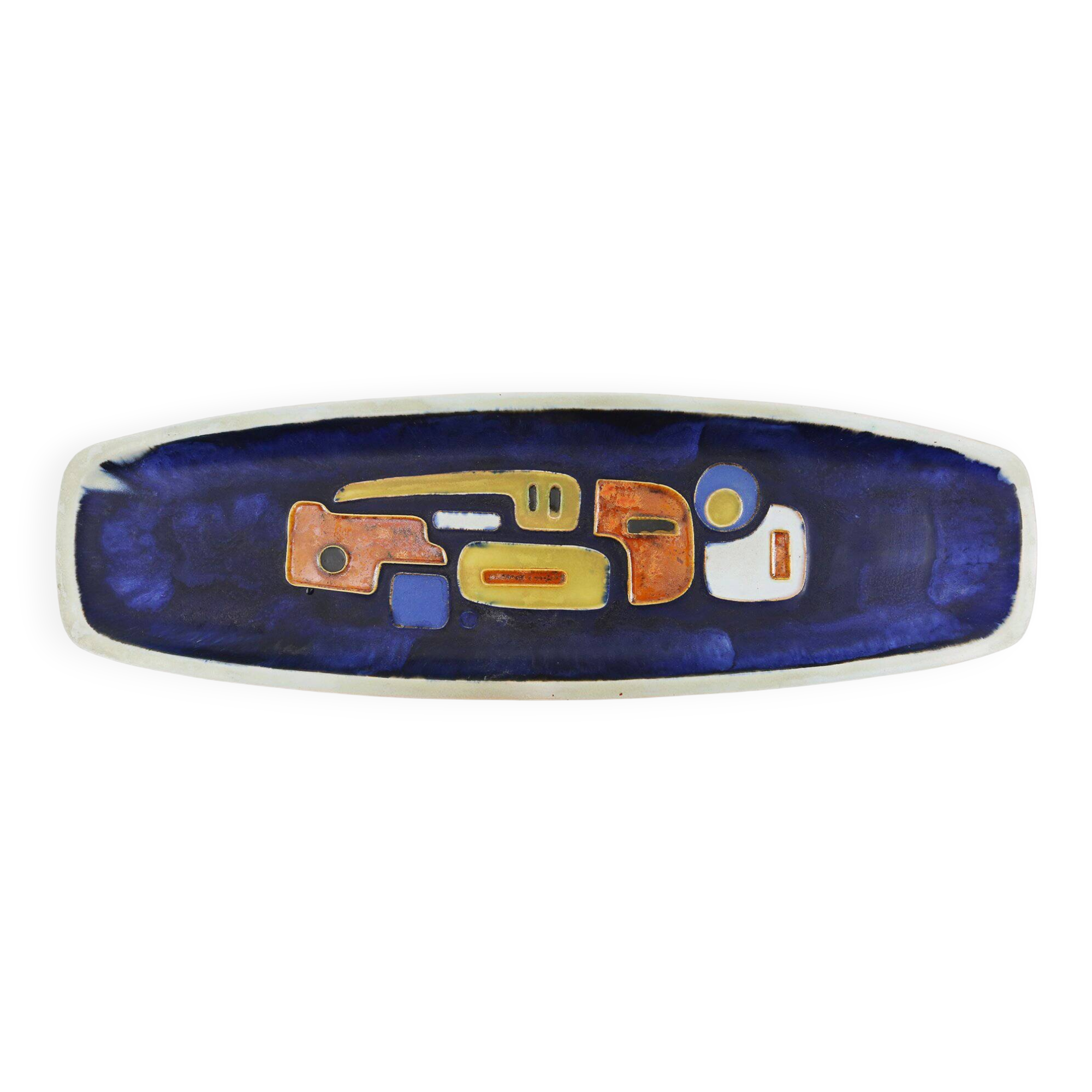 Mid-Century elongated glazed ceramic bowl, Belgium 1960s