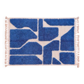 Tapis beni ouraine traditionnel authentique blanc et bleu 2/3 m