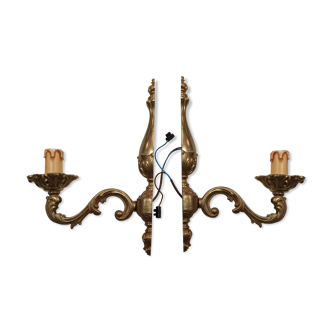 Pair of gilded bronze sconces one arm