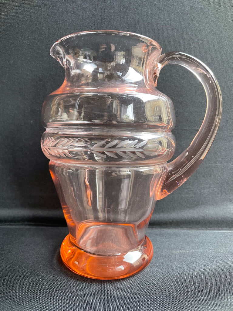 Service for 4 people - Art Deco - Glass or 1/2 pink crystal blown and cut