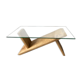 Table basse verre et chene