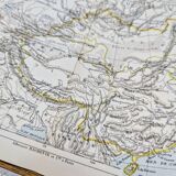 Russian and Chinese Empires, period map, 1887, Authentic.