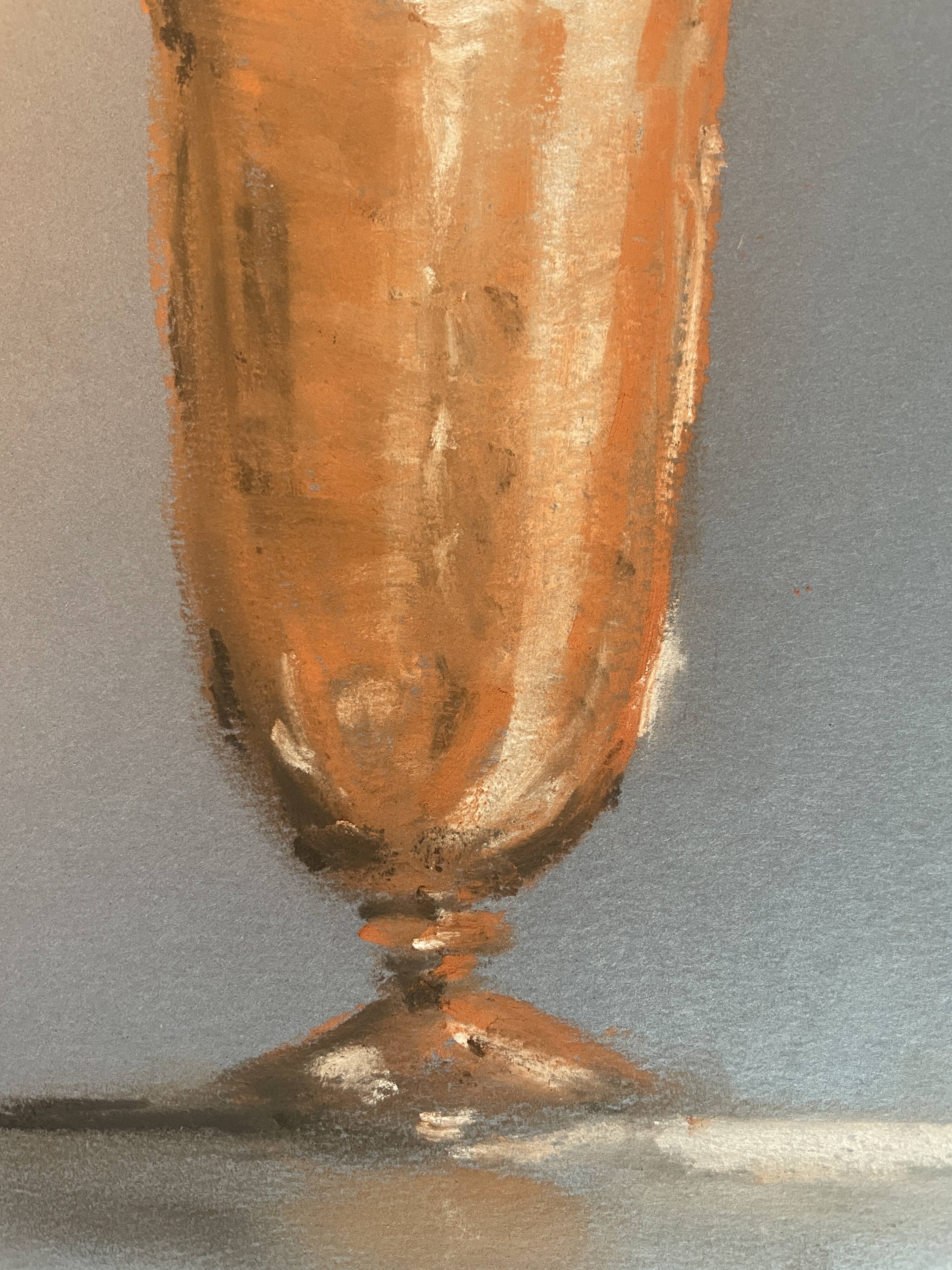 Signed painting Pastel terracotta "the terracotta jar" indigo paper