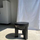 Monoxyl sofa end in black mango tree tripod half-sphere tray h:45 d:44