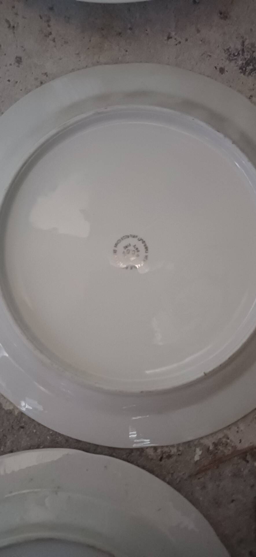Set of 6 antique flat plates in porcelain from Vierzon - Decor f