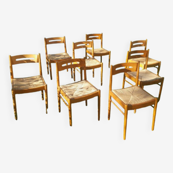 Series of 8 Italian chairs 1970